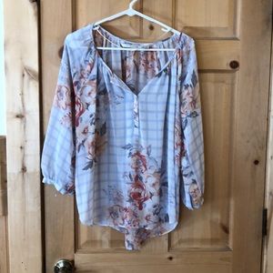 Light blue with floral design blouse
